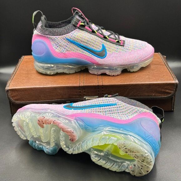 Nike Wmns Air VaporMax 2021 Flyknit Next Nature 'Pink Blast Photo Blue' - Picture 1 of 10